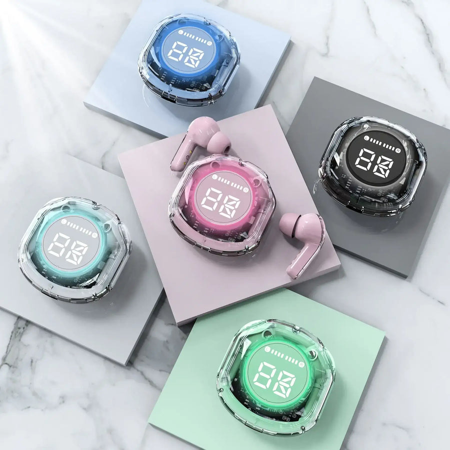 Transparent TWS Wireless Earbuds with LED Digital Display
