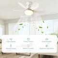 Screw in Ceiling Fan Light E27 Socket with Remote Control LED Lamp Small lamp for Bedroom fan ceiling 3 Speeds 3 Colors White Easy to Install Dimmable Mini Ceiling Fan